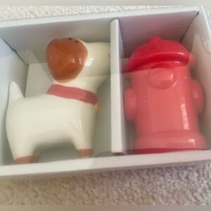 NWT Dog and Hydrant Salt and Pepper Shakers
